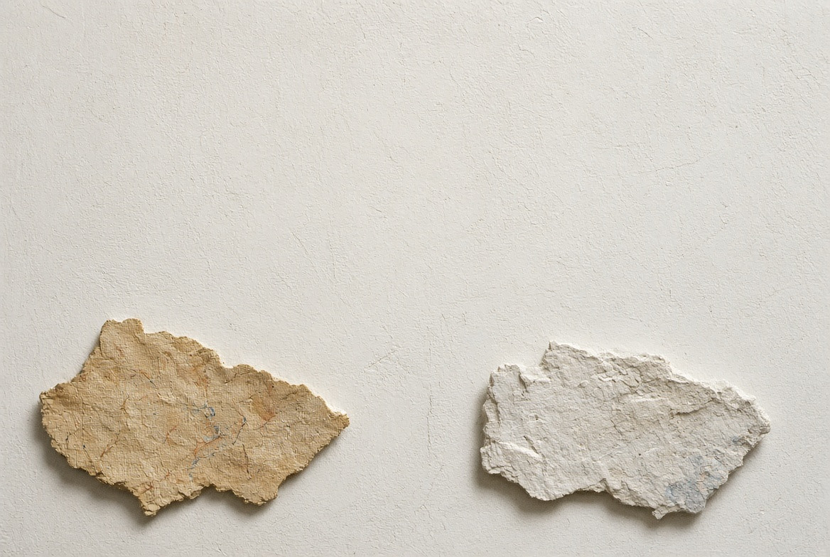 A layered privacy folio beside a fictional painted surface