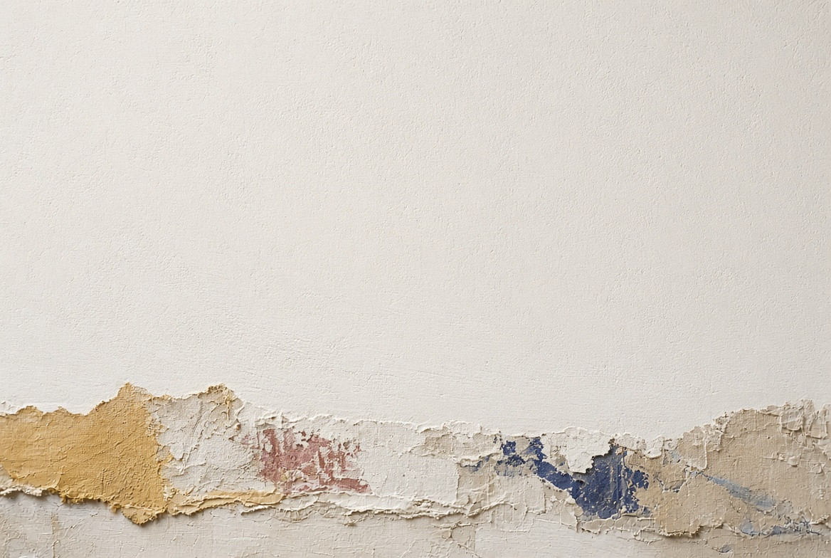 Three small local-state marks resting on pale gesso ground
